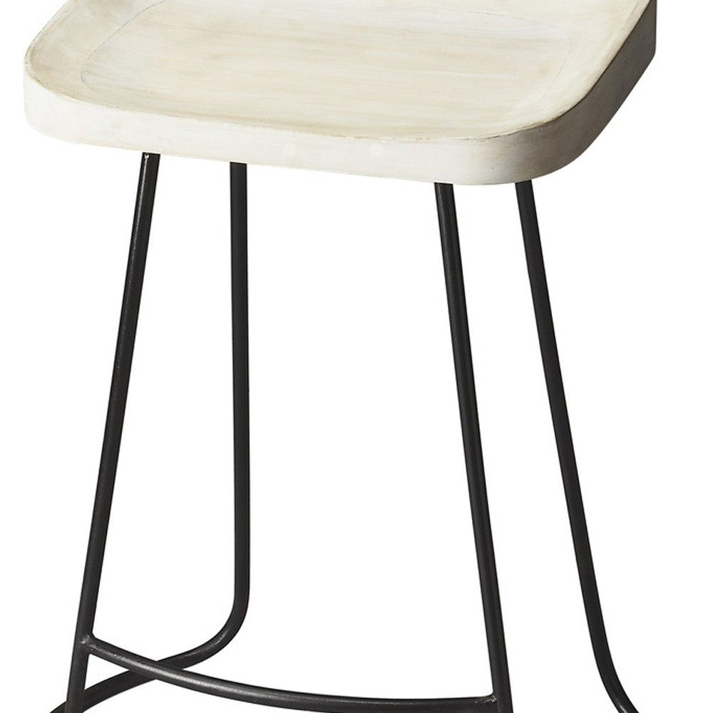24" Off White And Black Iron Backless Counter Height Bar Chair