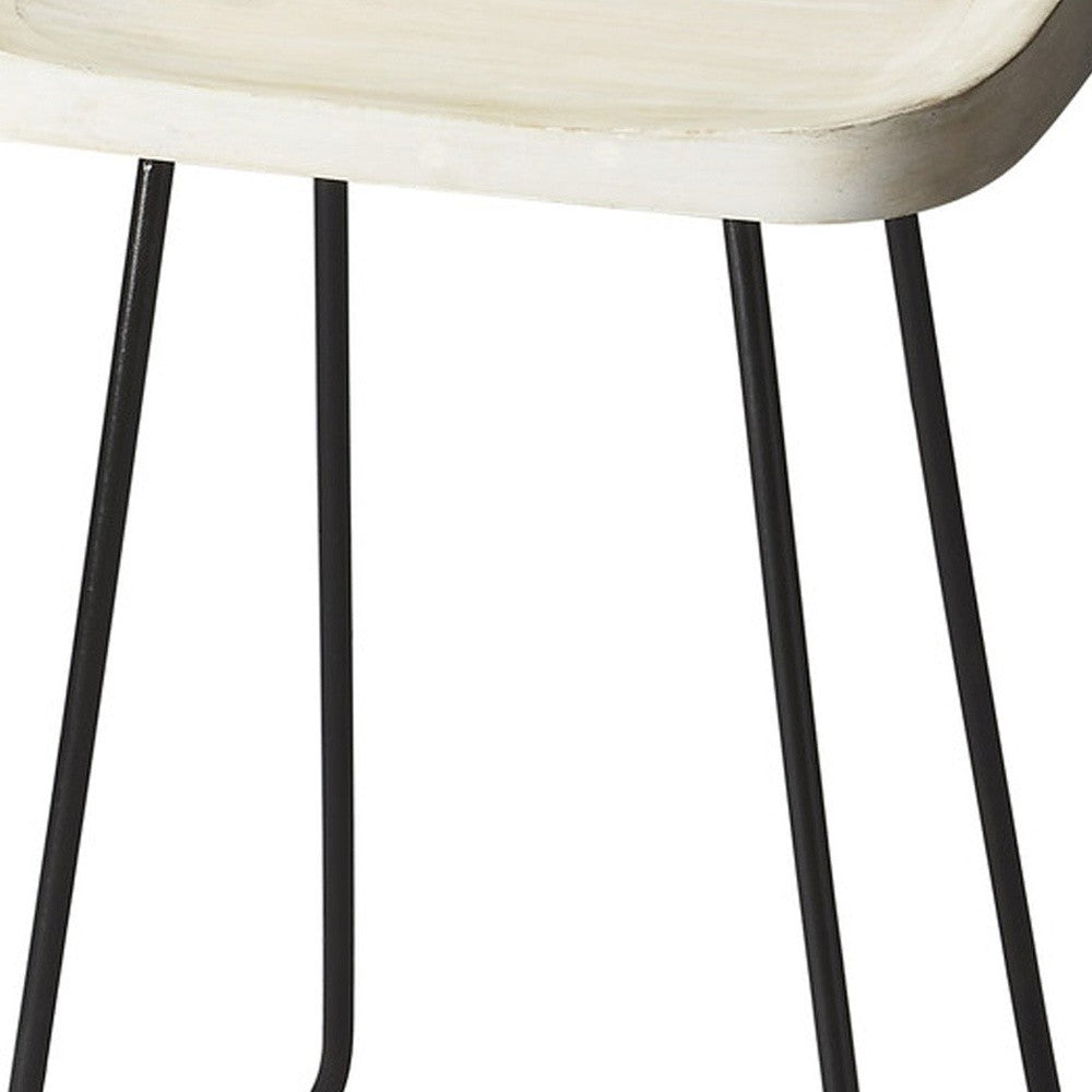24" Off White And Black Iron Backless Counter Height Bar Chair