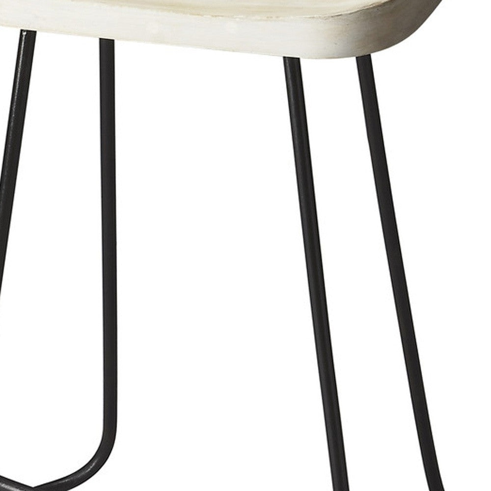 24" Off White And Black Iron Backless Counter Height Bar Chair