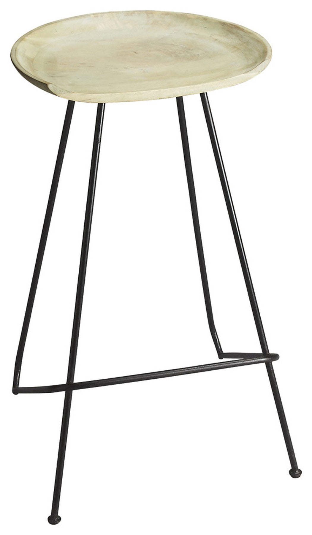 31" Off-white And Black Iron Backless Counter Height Bar Chair