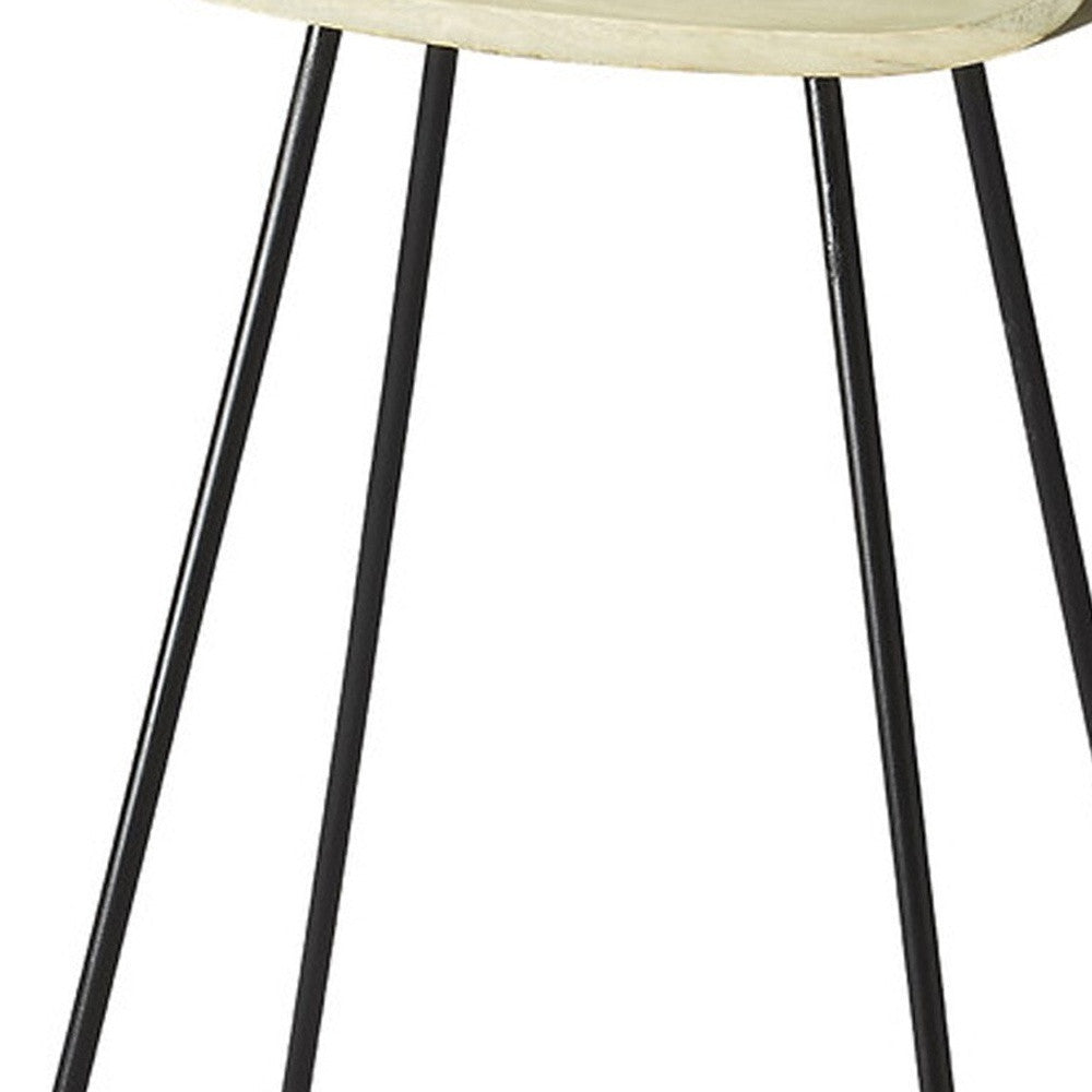 31" Off-white And Black Iron Backless Counter Height Bar Chair