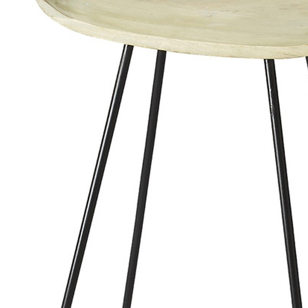 31" Off-white And Black Iron Backless Counter Height Bar Chair