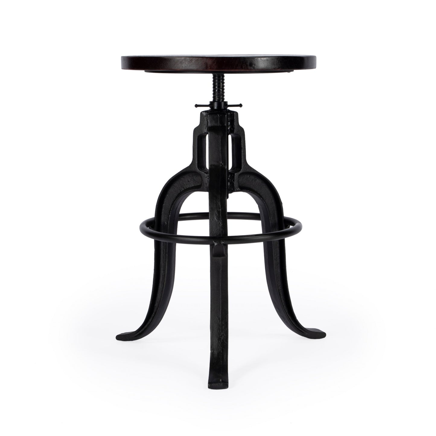 22" Brown And Black Iron Swivel Backless Bar Chair