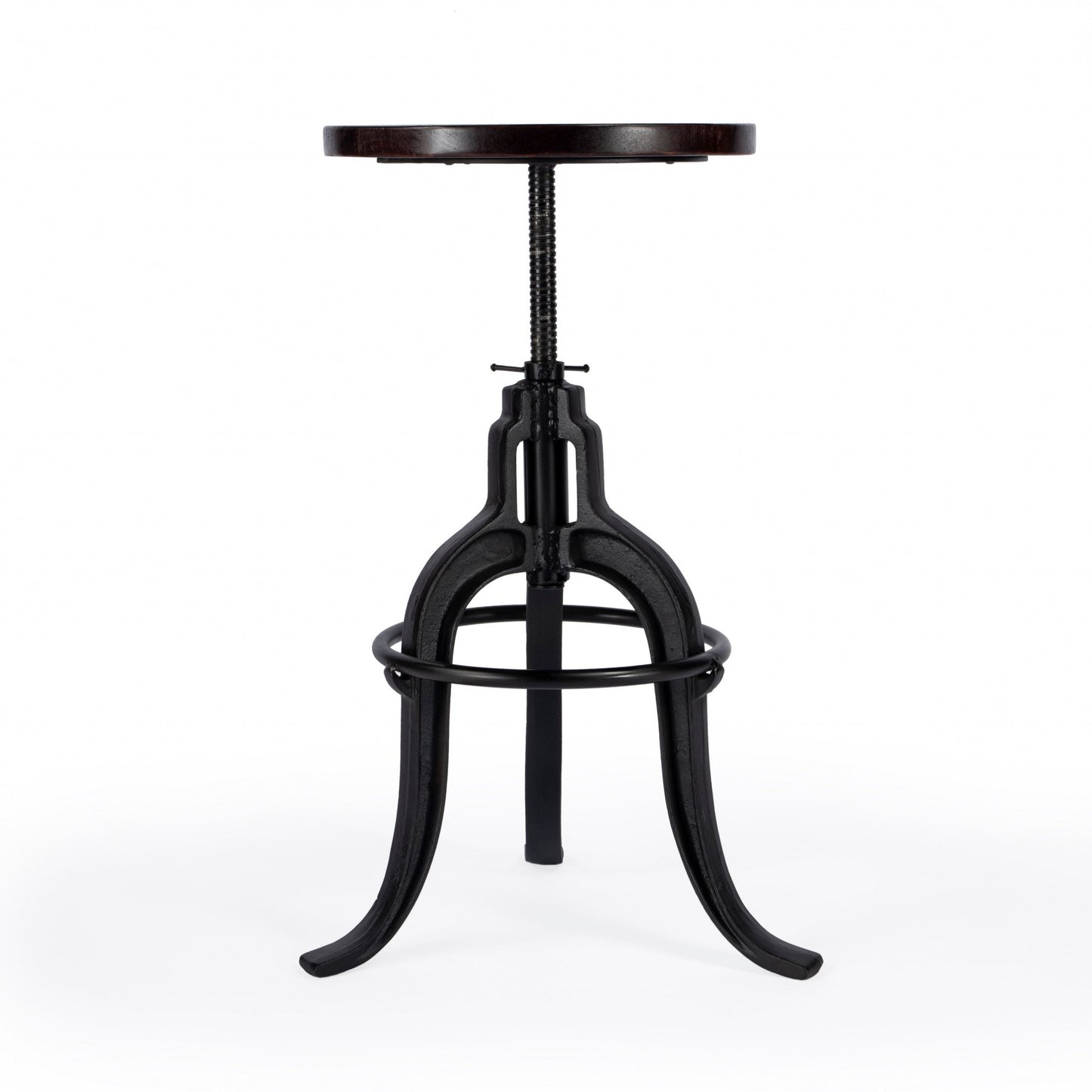 22" Brown And Black Iron Swivel Backless Bar Chair