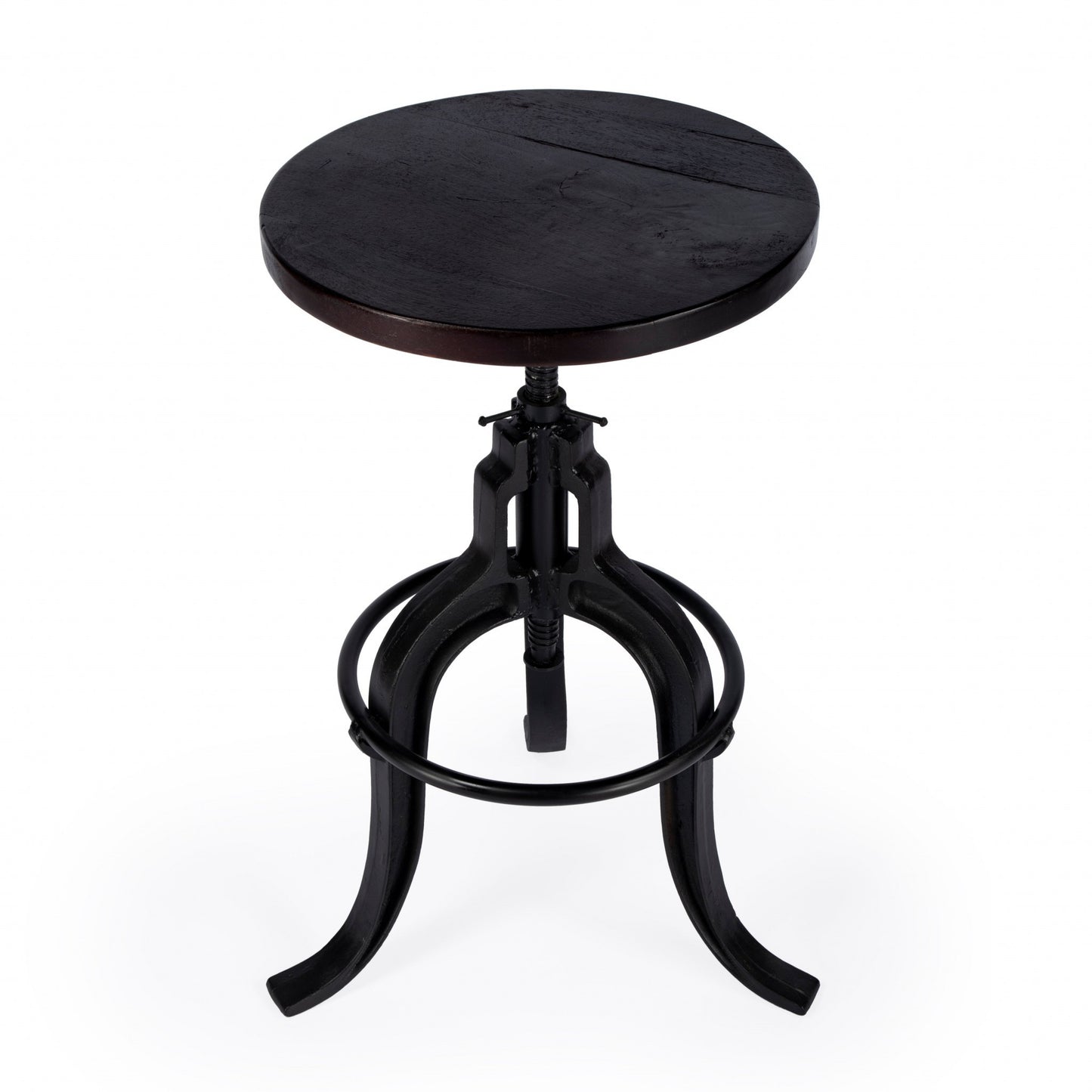 22" Brown And Black Iron Swivel Backless Bar Chair