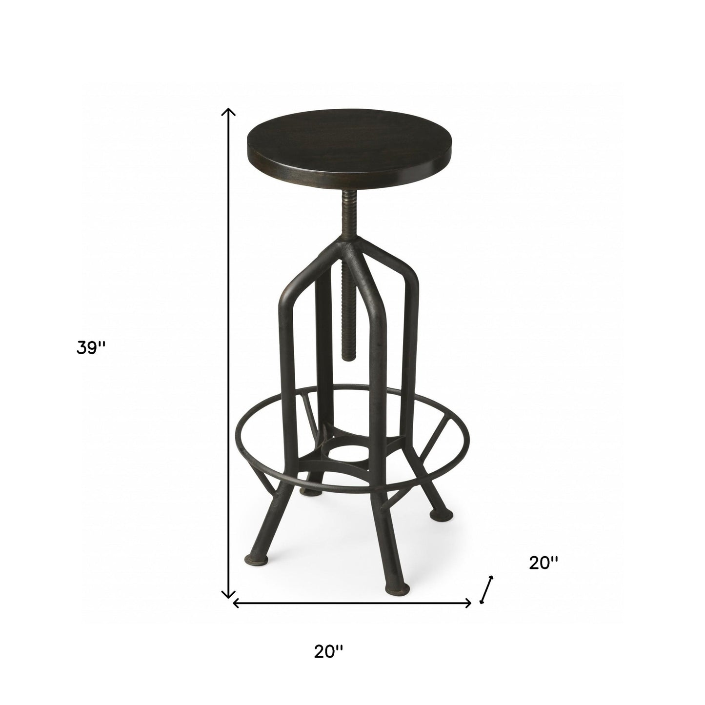 39" Black Swivel Backless Bar Chair