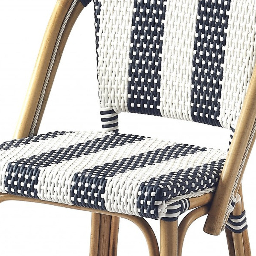 41" Blue And Natural Bar Chair