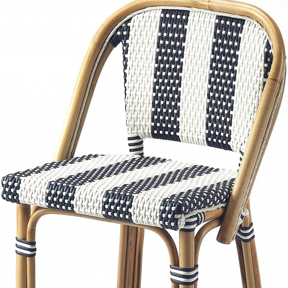 41" Blue And Natural Bar Chair