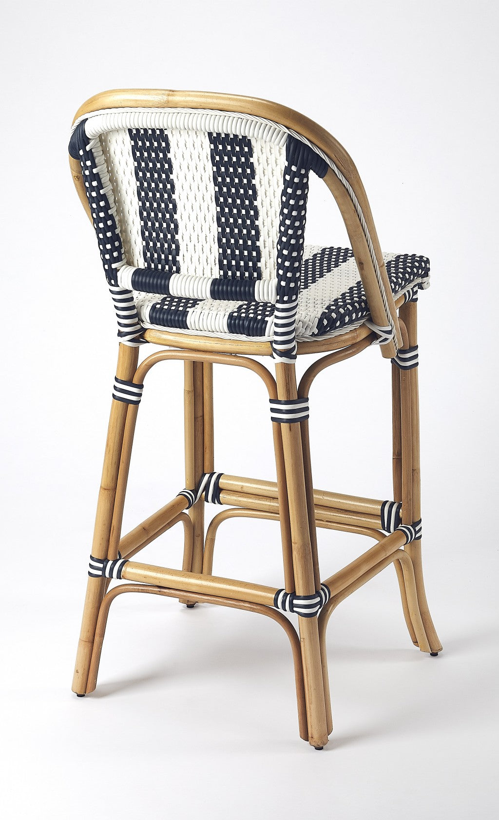 41" Blue And Natural Bar Chair