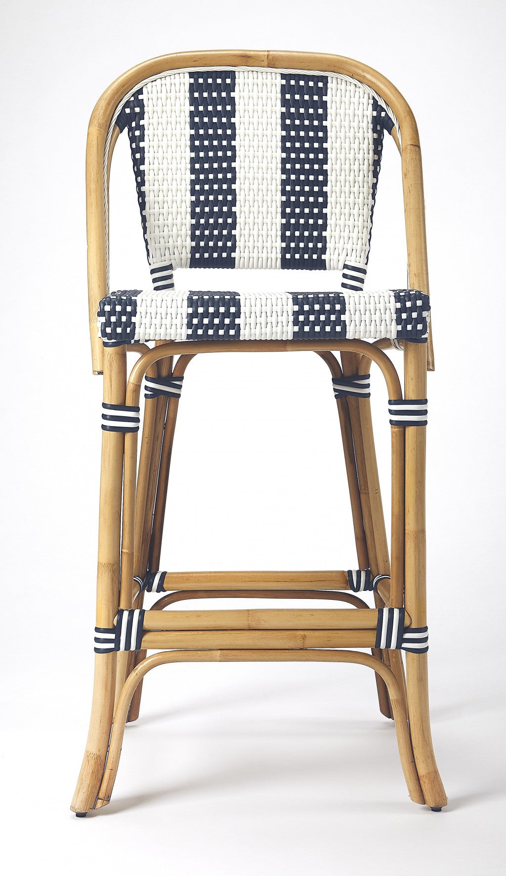 41" Blue And Natural Bar Chair