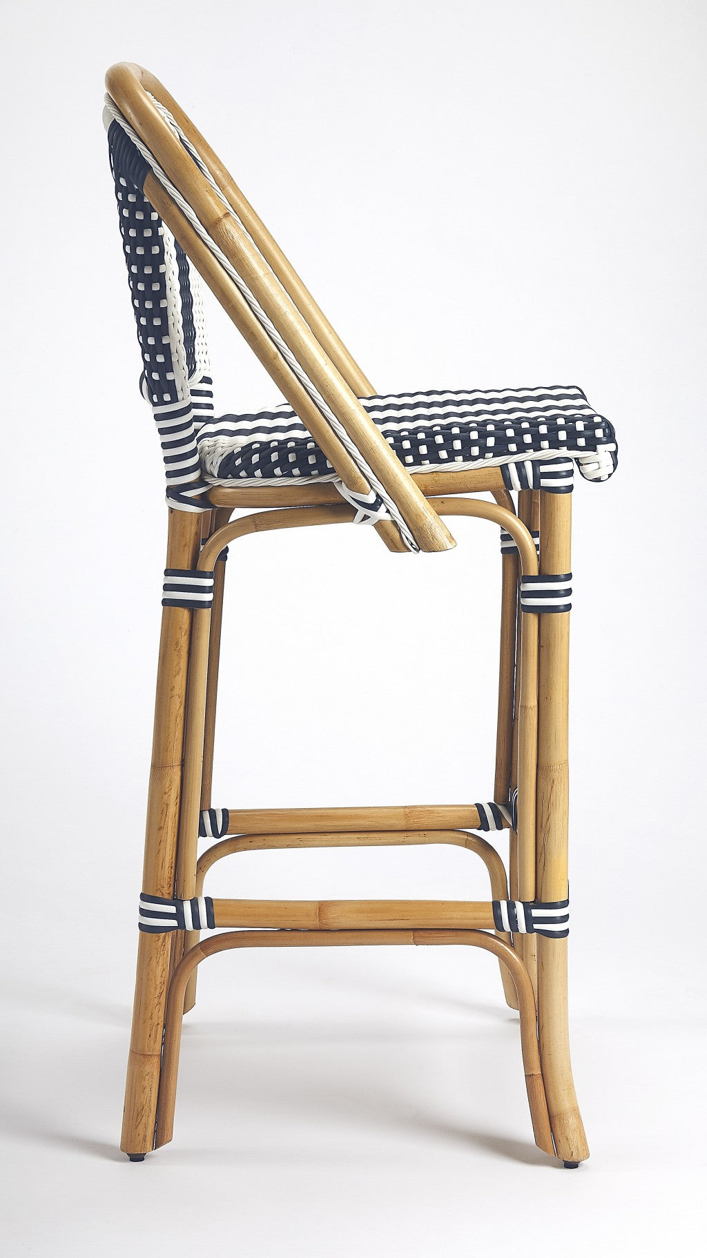 41" Blue And Natural Bar Chair