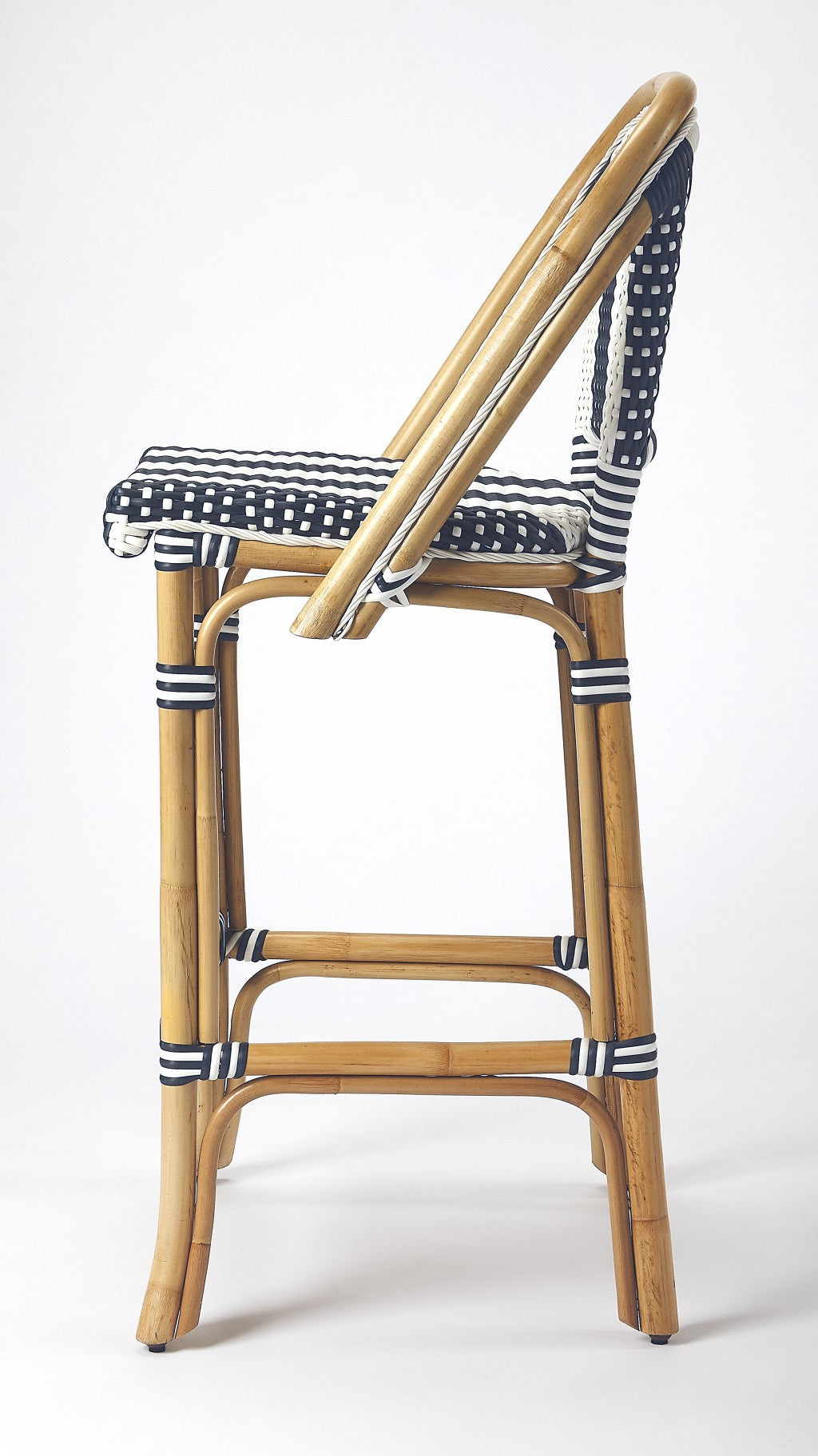 41" Blue And Natural Bar Chair