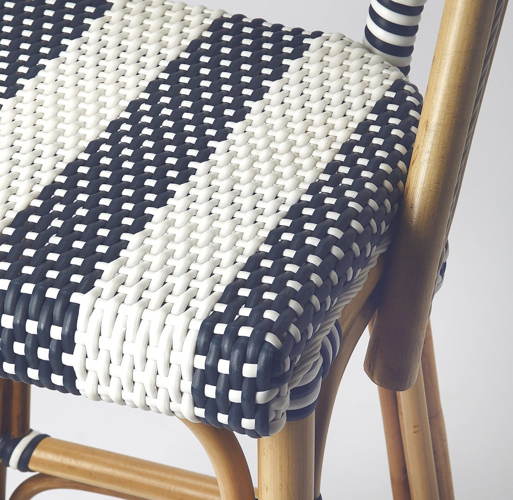 41" Blue And Natural Bar Chair