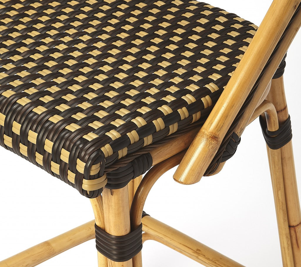 41" Brown And Natural Bar Chair