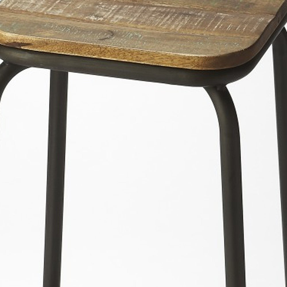 25" Brown And Black Iron Backless Counter Height Bar Chair With Footrest