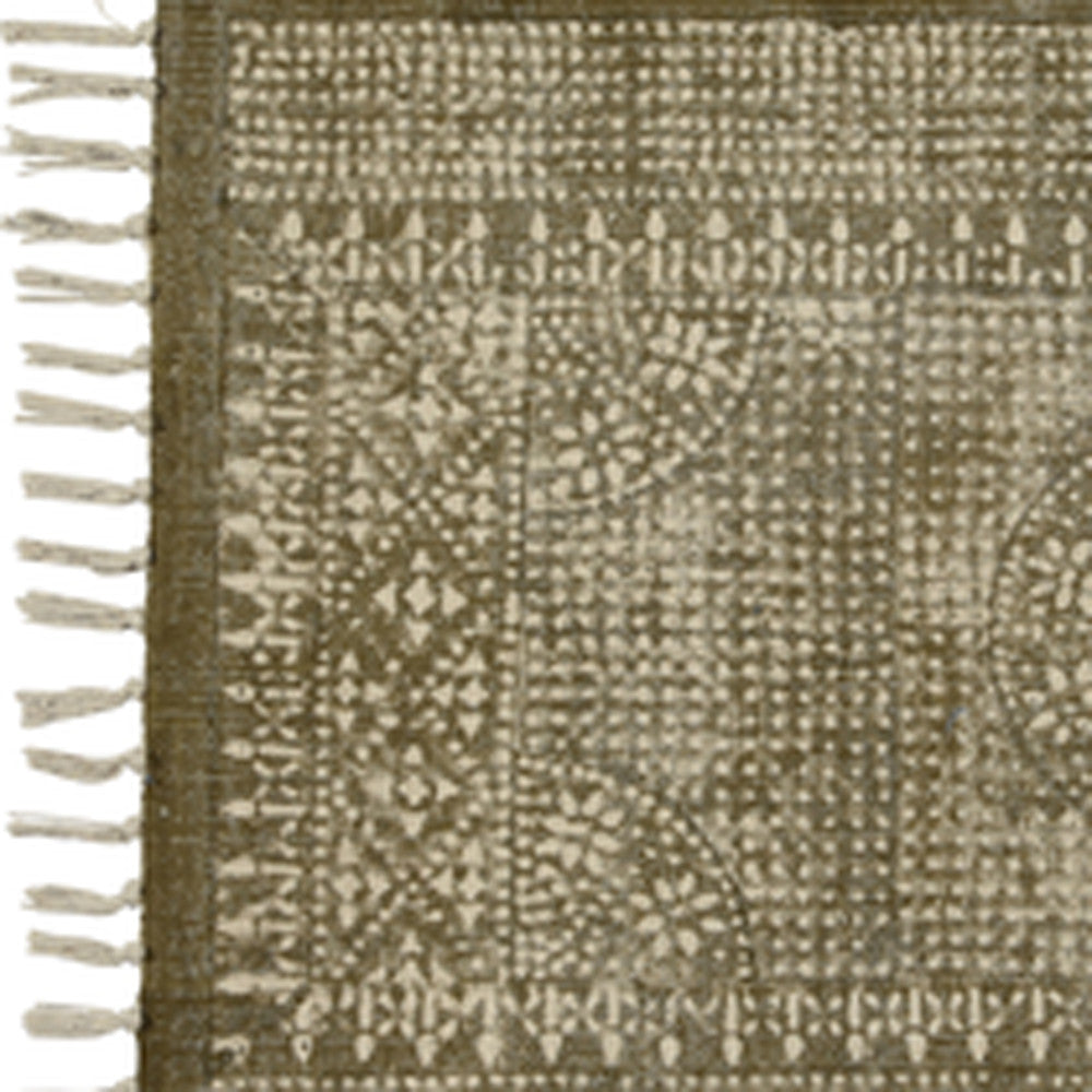 8' X 10' Putty Distressed Medallion Area Rug