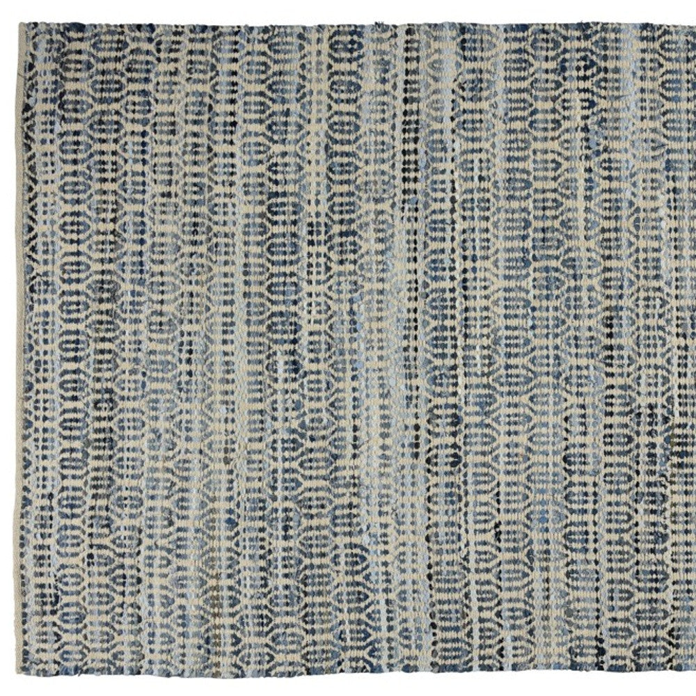 3' X 8' Blue And Gray Ogee Runner Rug