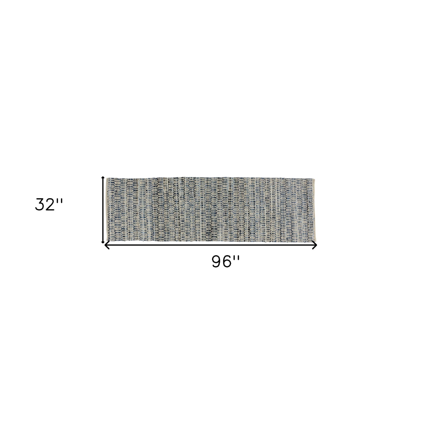 3' X 8' Blue And Gray Ogee Runner Rug