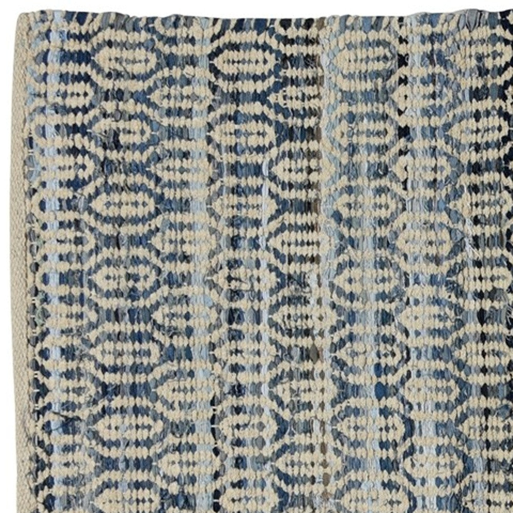 3' X 8' Blue And Gray Ogee Runner Rug