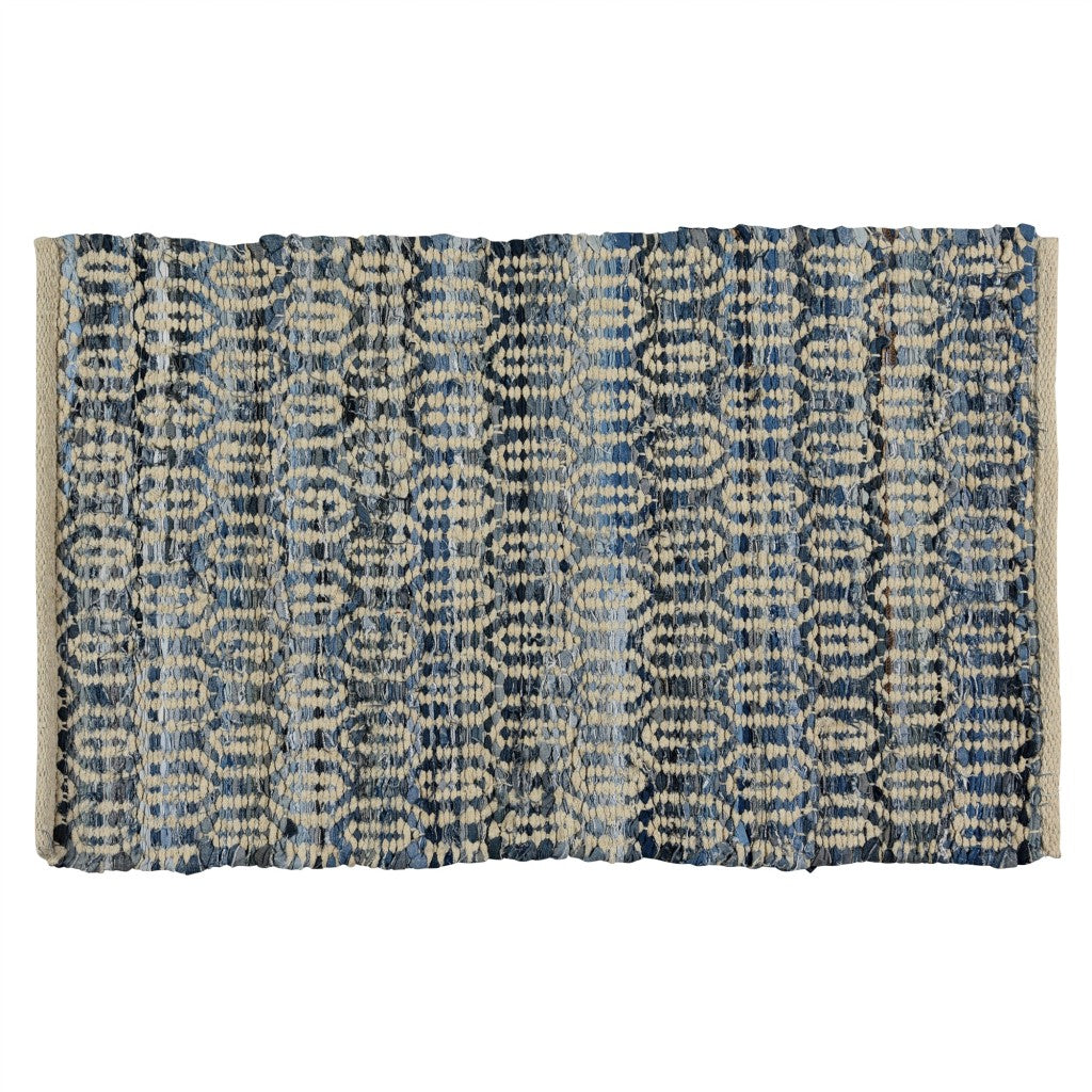 3' X 8' Blue And Gray Ogee Runner Rug