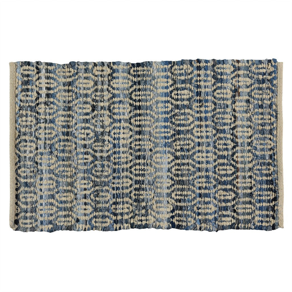 3' X 8' Blue And Gray Ogee Runner Rug