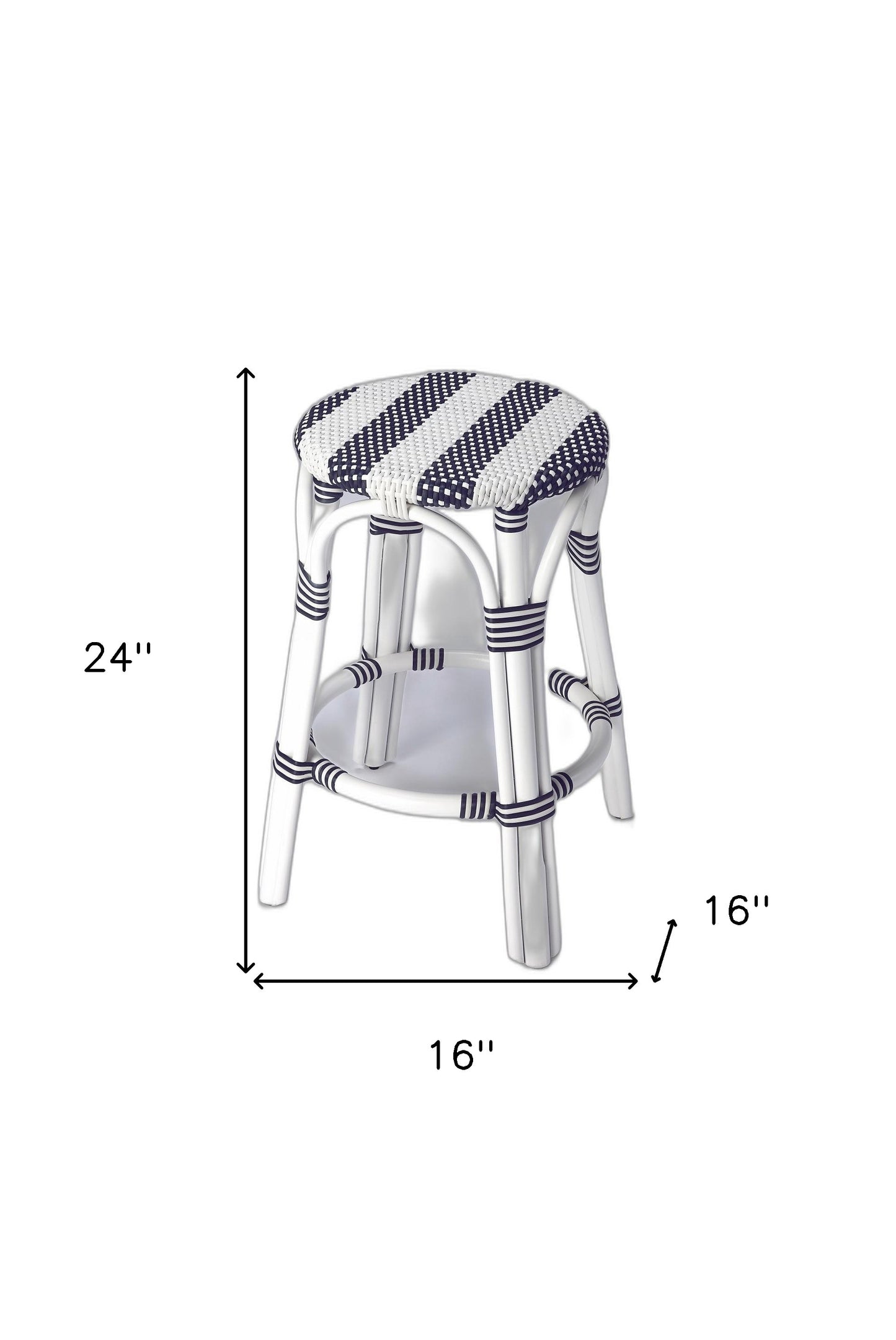 24" White Rattan Backless Counter Height Bar Chair With Footrest