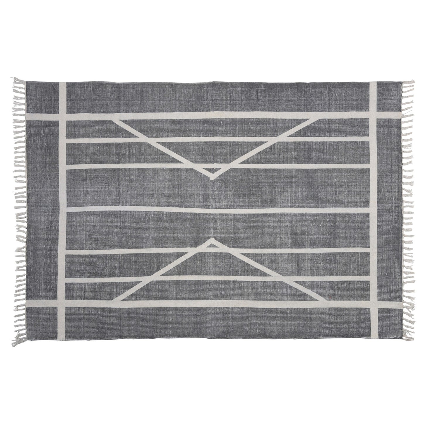 4' X 6' Gray Dhurrie Area Rug