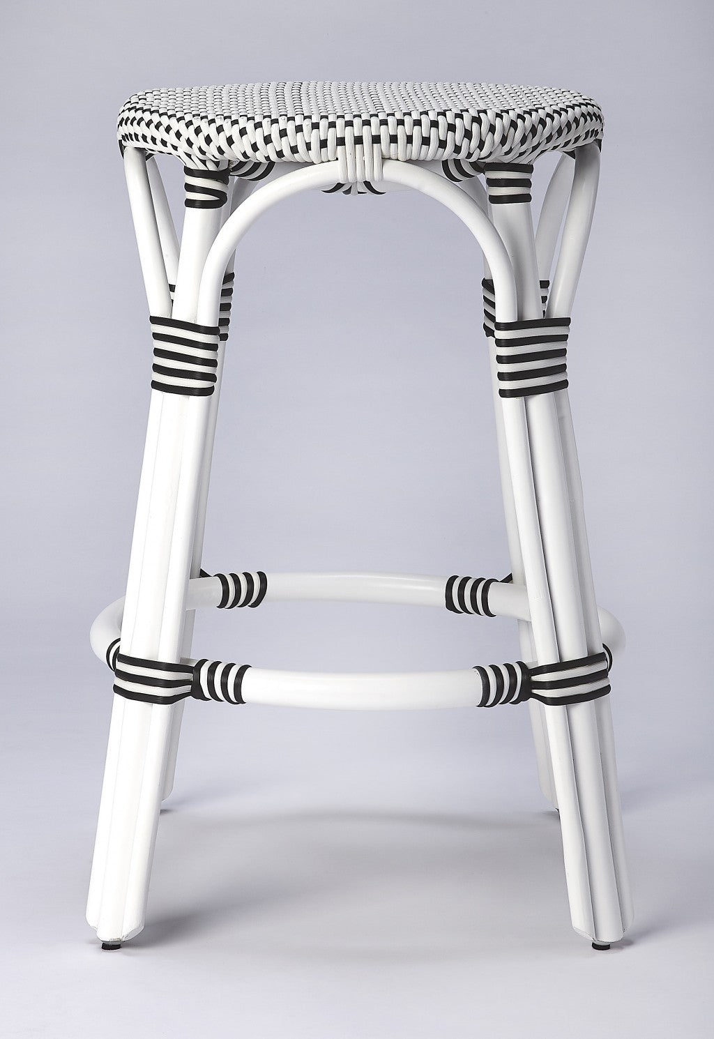 Classic White And Black Rattan Counter Stool