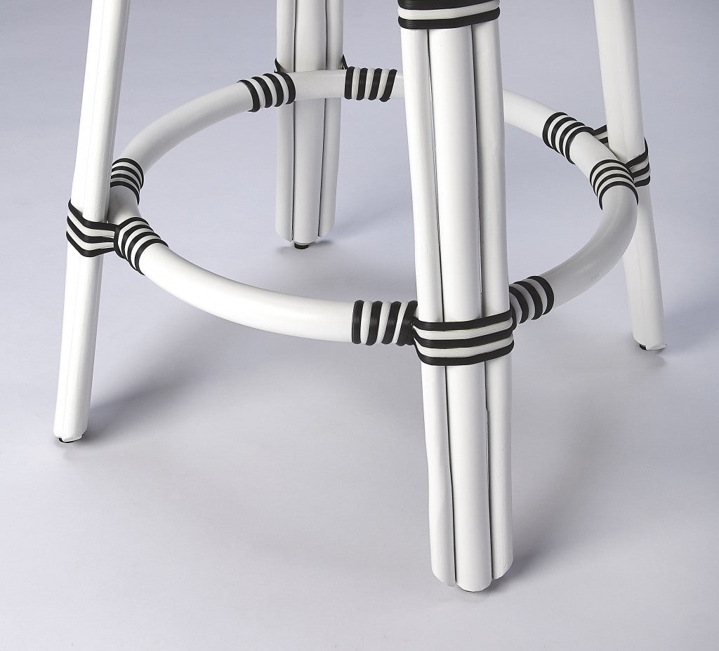 Classic White And Black Rattan Counter Stool