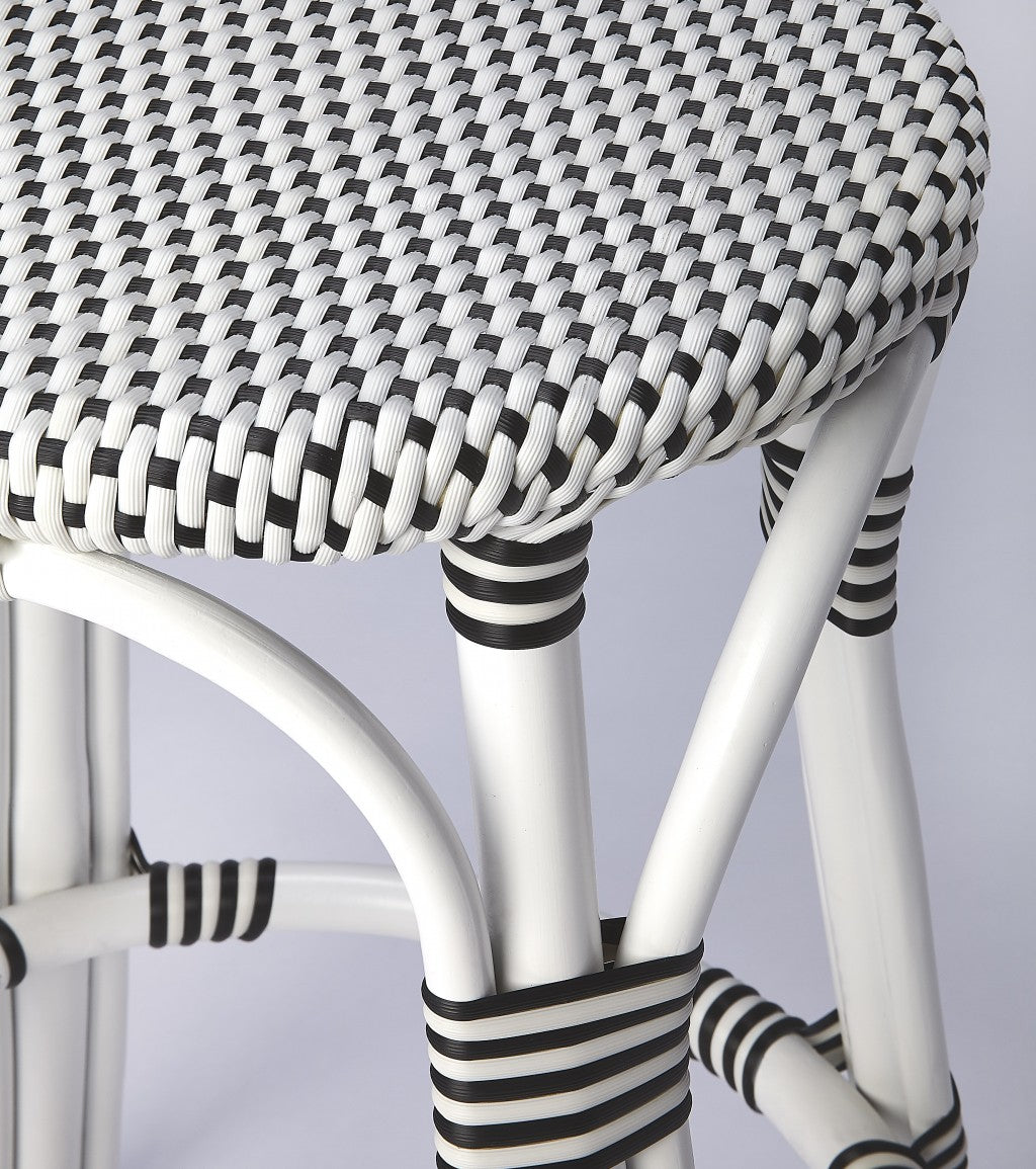 Classic White And Black Rattan Counter Stool