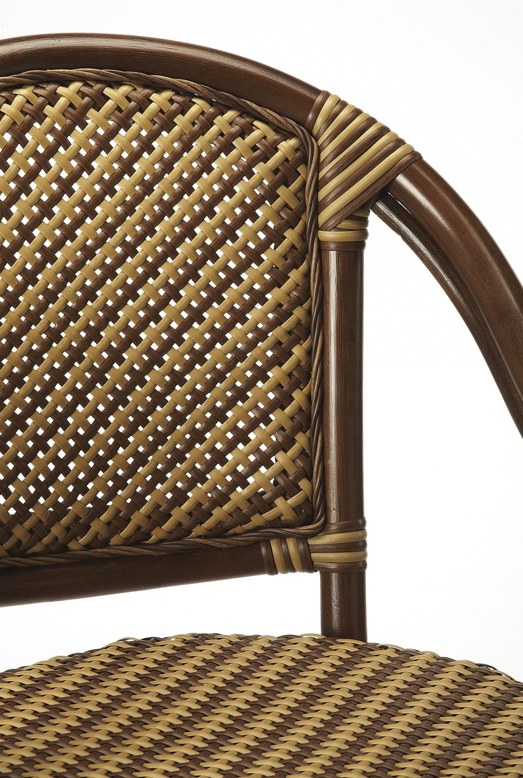 45" Brown Rattan Bar Chair With Footrest
