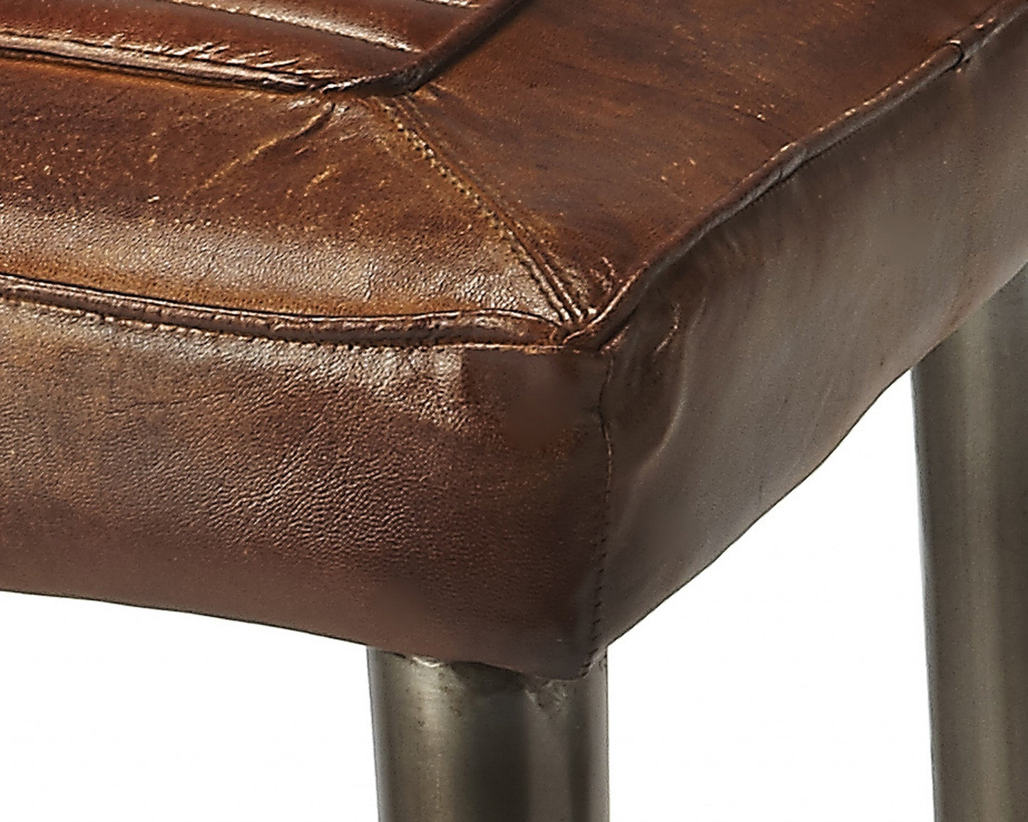 32" Brown And Gray Iron Backless Counter Height Bar Chair With Footrest