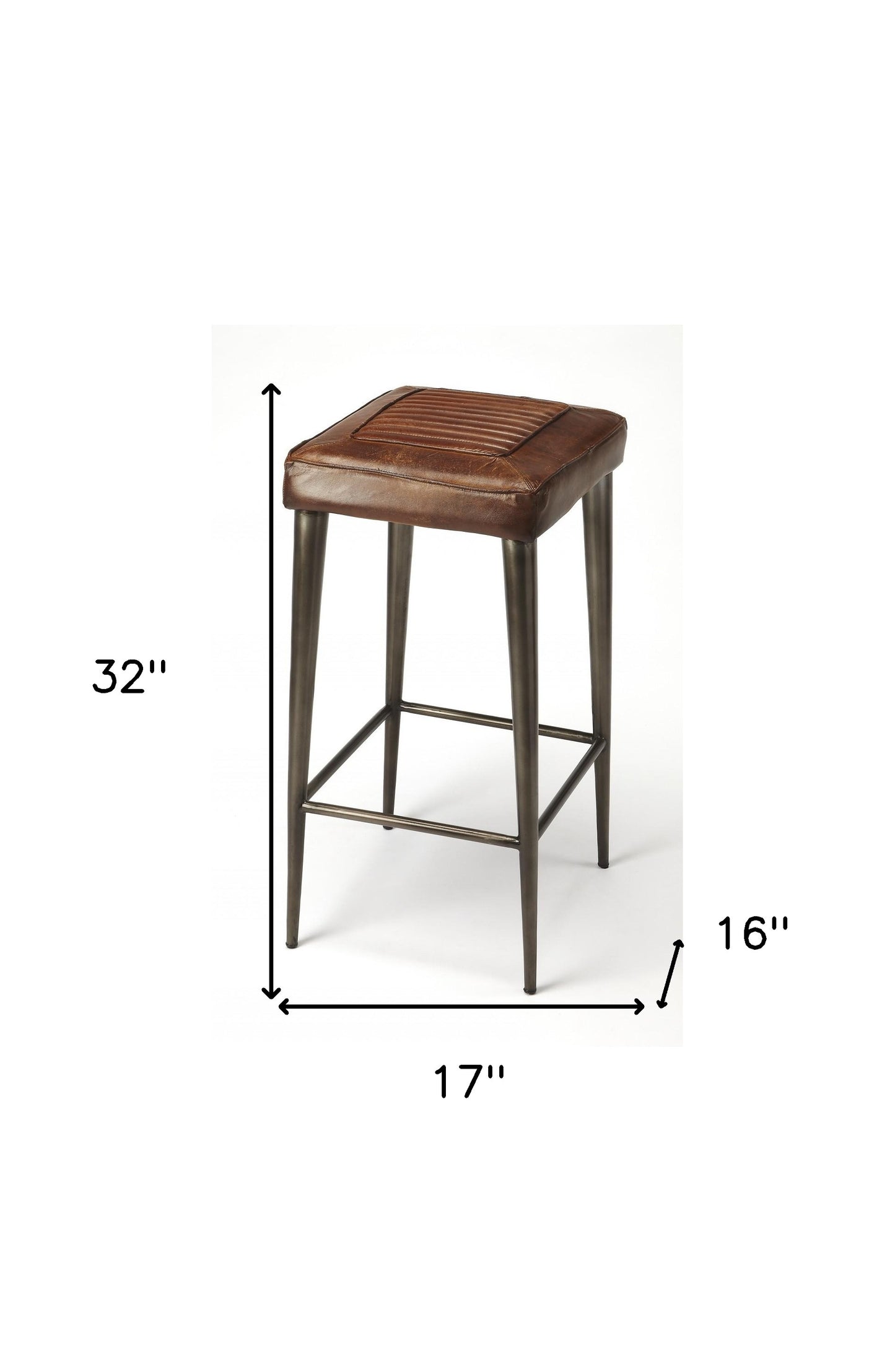 32" Brown And Gray Iron Backless Counter Height Bar Chair With Footrest