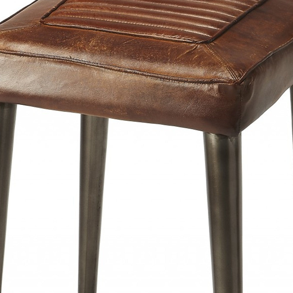 32" Brown And Gray Iron Backless Counter Height Bar Chair With Footrest