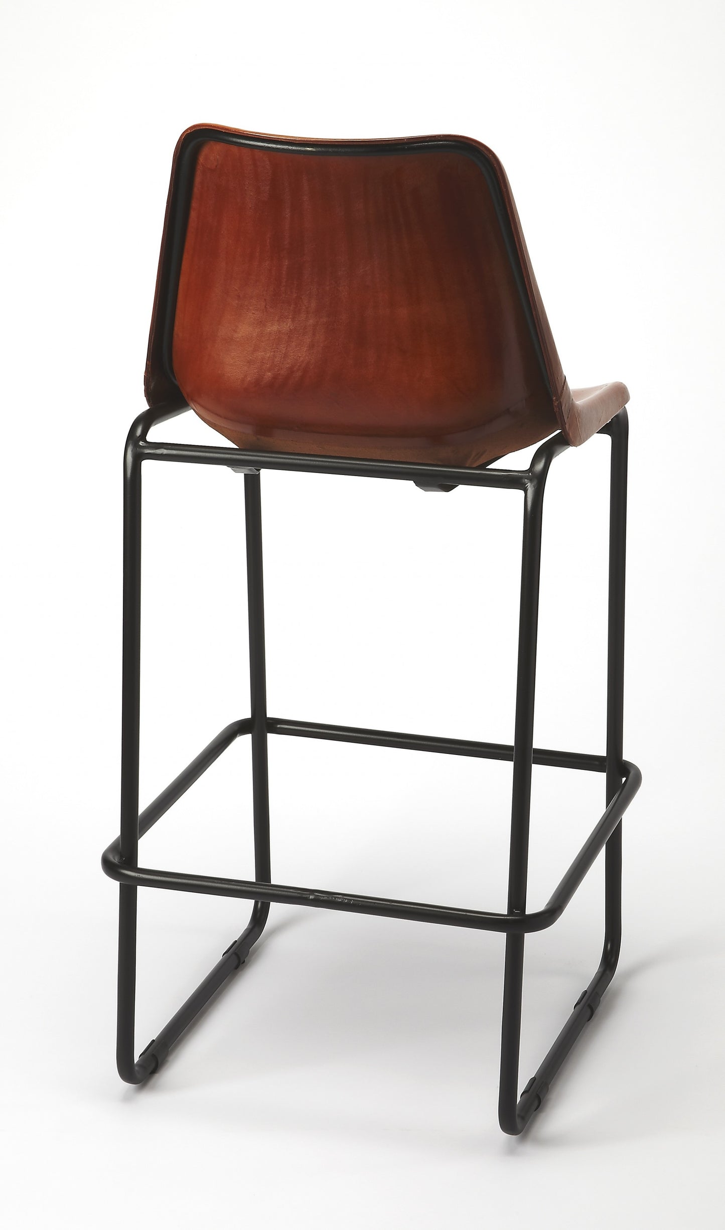 42" Brown And Black Iron Bar Chair With Footrest