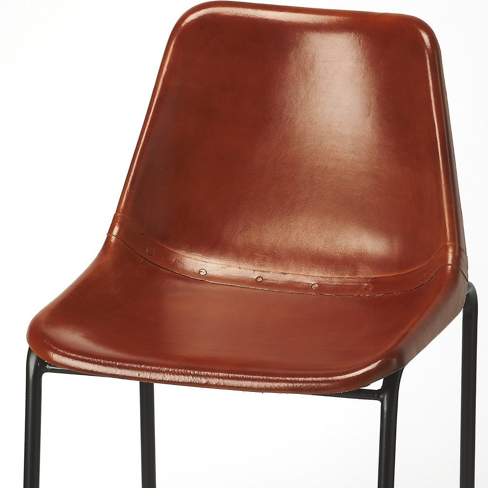 42" Brown And Black Iron Bar Chair With Footrest