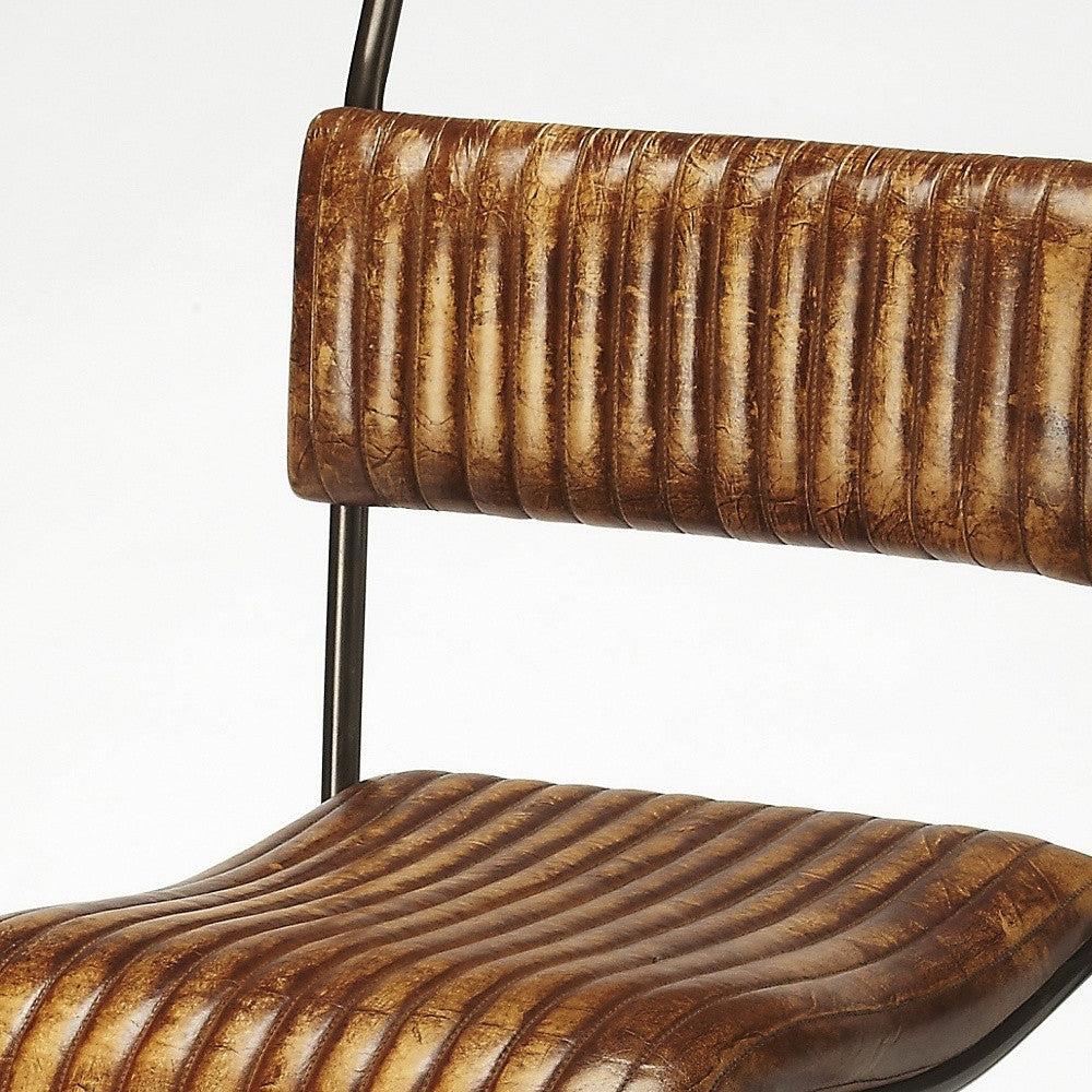 46" Brown And Black Iron Bar Chair With Footrest