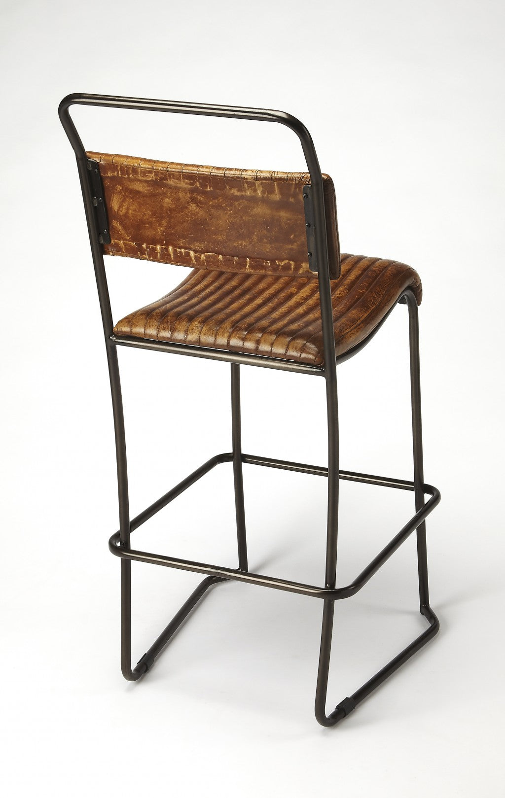 46" Brown And Black Iron Bar Chair With Footrest