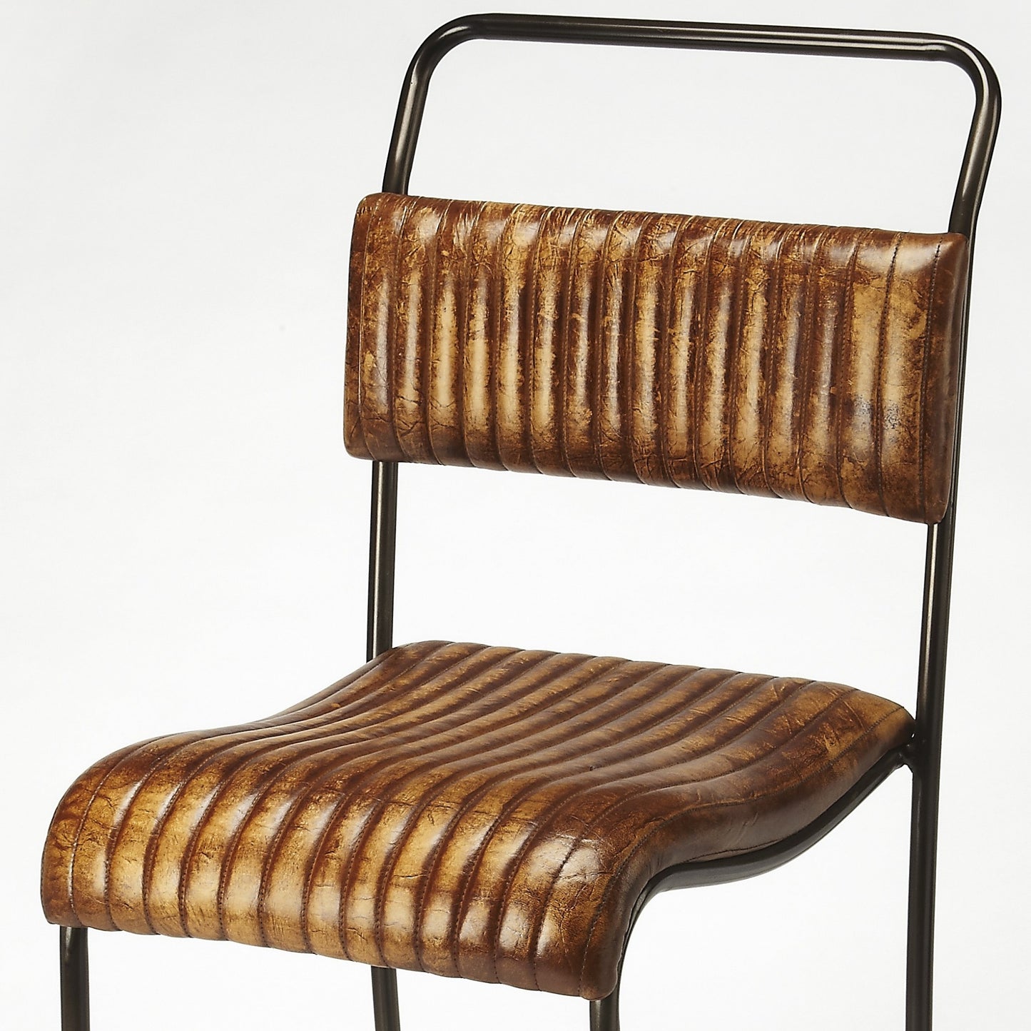 46" Brown And Black Iron Bar Chair With Footrest