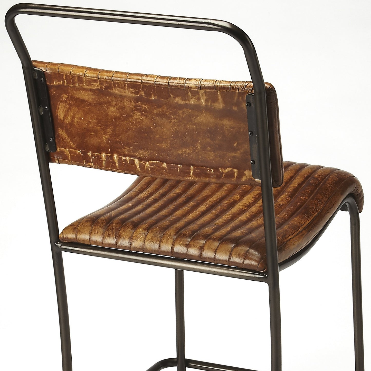46" Brown And Black Iron Bar Chair With Footrest