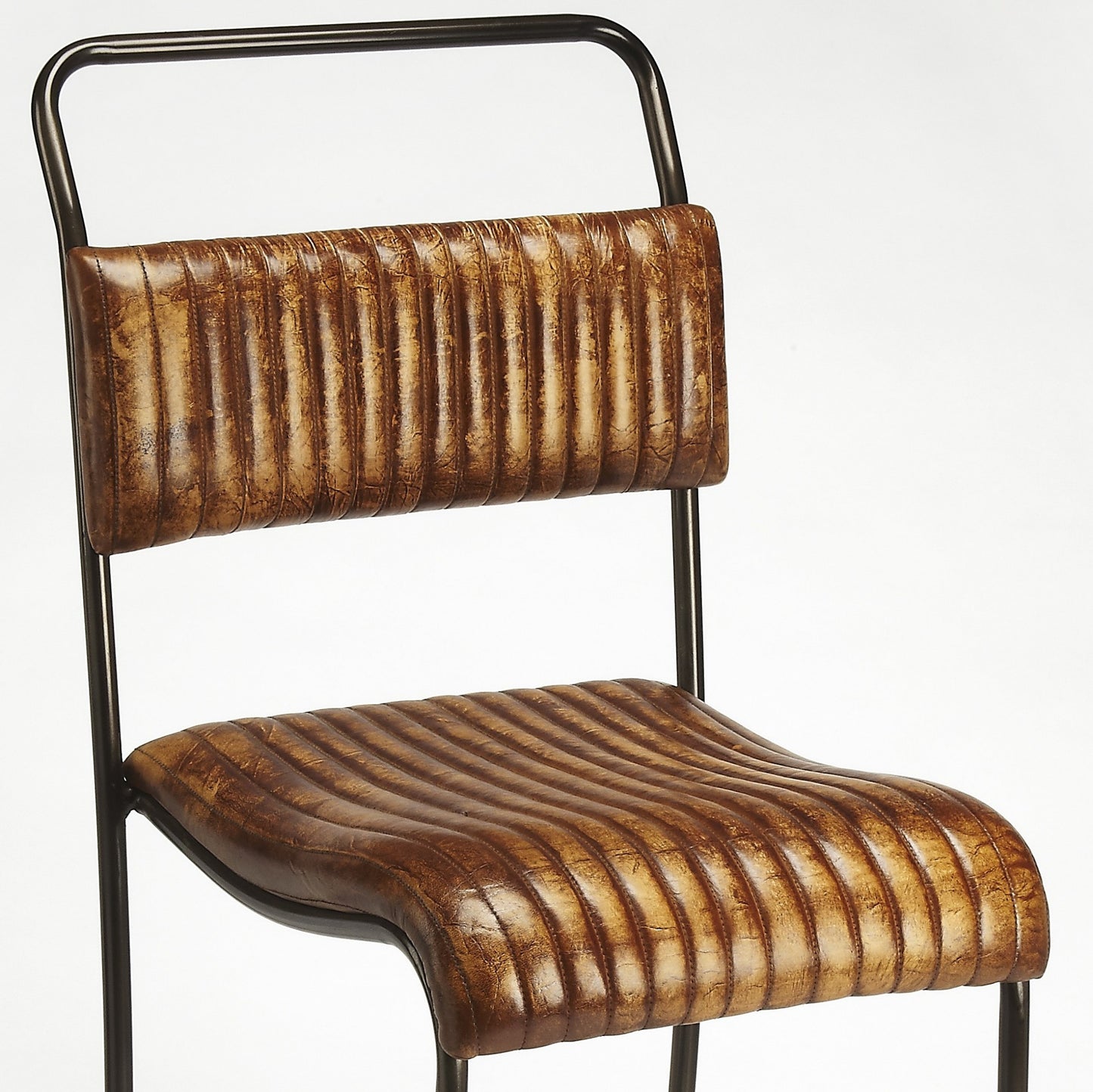 46" Brown And Black Iron Bar Chair With Footrest