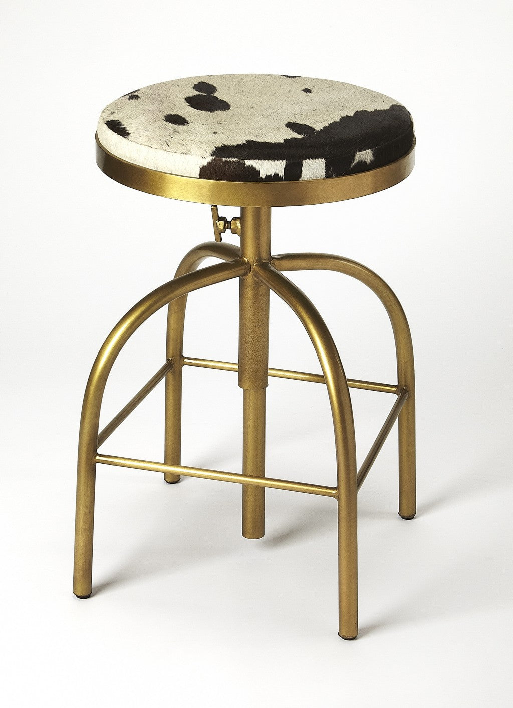 26" Multicolor And Gold Swivel Backless Counter Height Bar Chair With Footrest