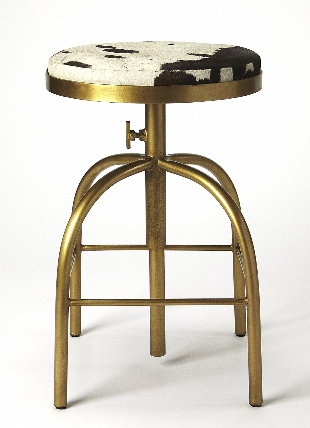 26" Multicolor And Gold Swivel Backless Counter Height Bar Chair With Footrest