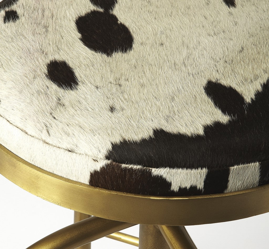 26" Multicolor And Gold Swivel Backless Counter Height Bar Chair With Footrest