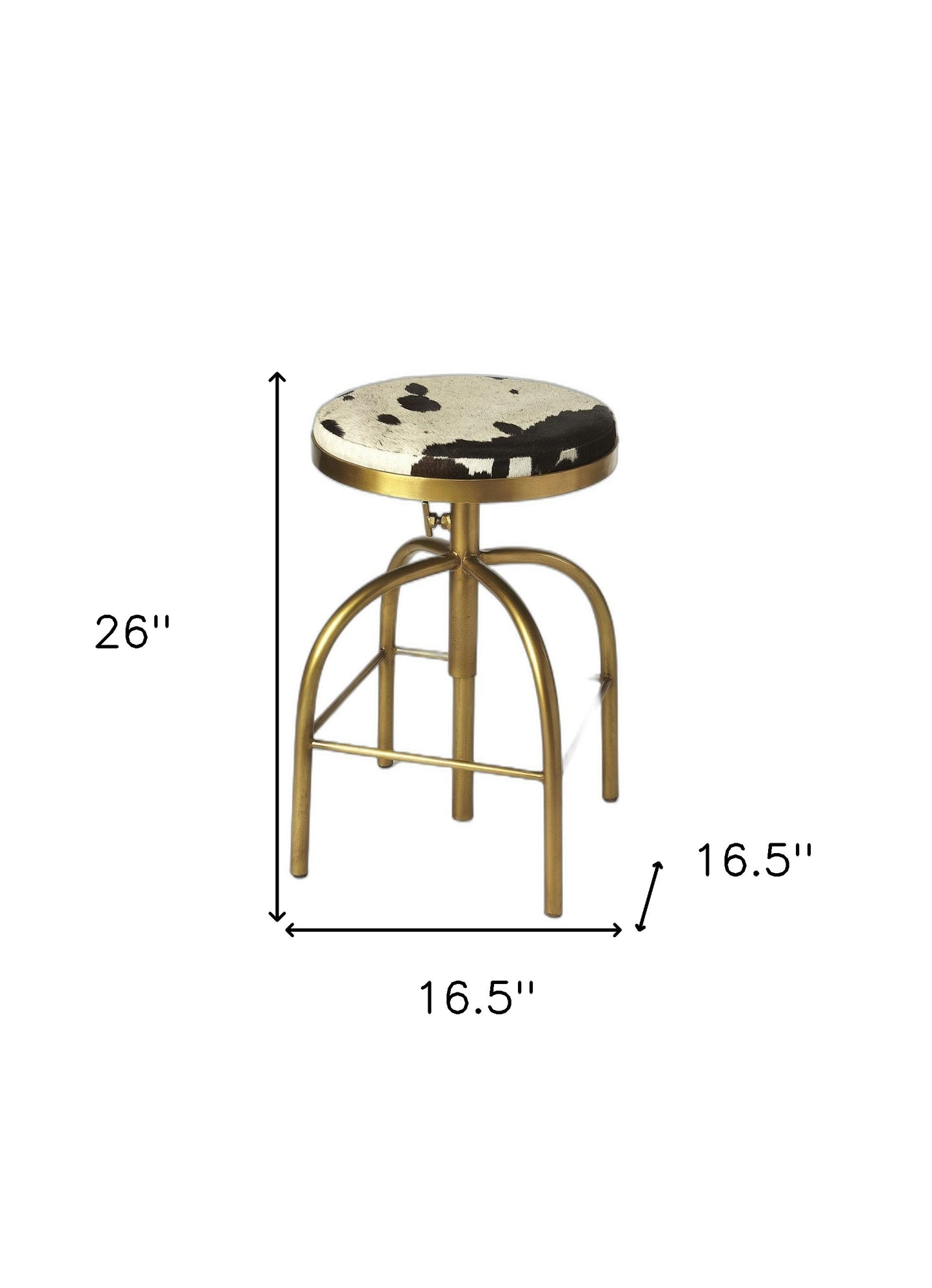 26" Multicolor And Gold Swivel Backless Counter Height Bar Chair With Footrest