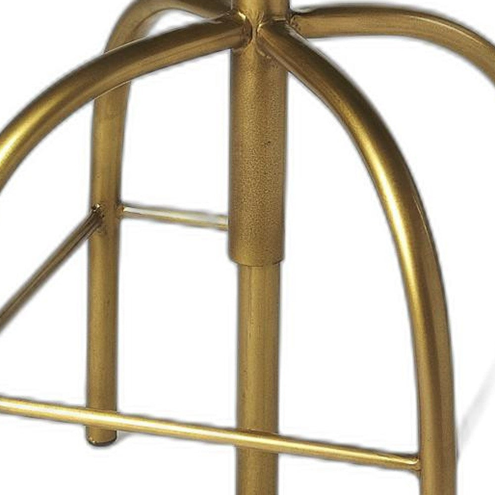 26" Multicolor And Gold Swivel Backless Counter Height Bar Chair With Footrest
