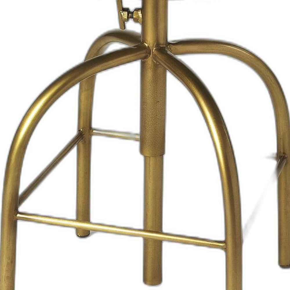 26" Multicolor And Gold Swivel Backless Counter Height Bar Chair With Footrest