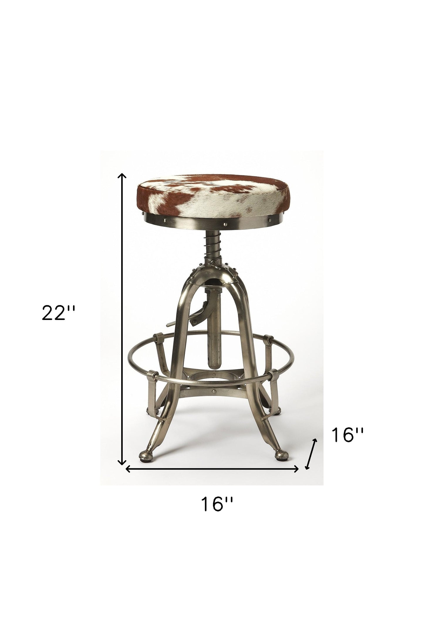 22" Brown and White And Silver Backless Bar Chair With Footrest