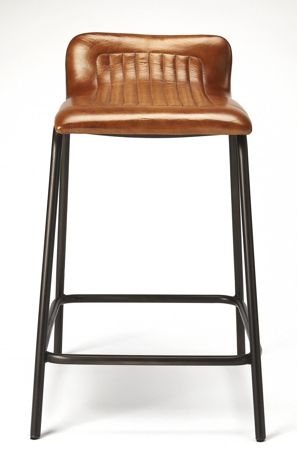 29" Brown And Black Iron Counter Height Bar Chair With Footrest