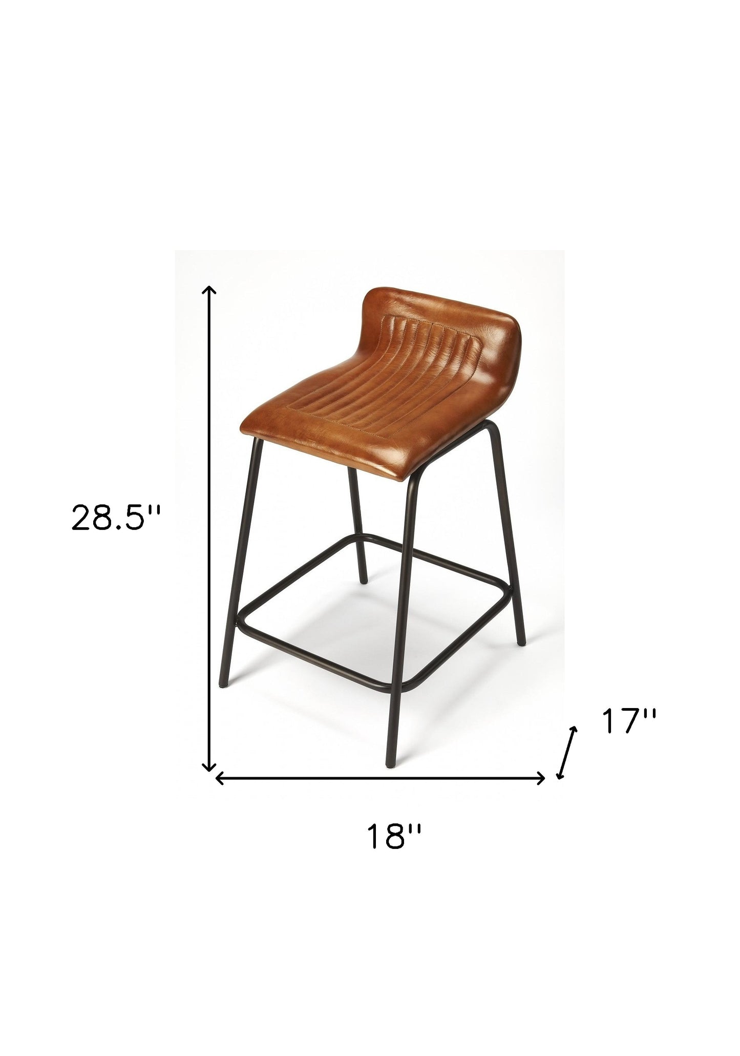 29" Brown And Black Iron Counter Height Bar Chair With Footrest